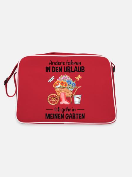 Garten Urlaub Lustiger Spruch Gärtner Geschenkidee - Retro Tasche - Rot/Weiß - Hinten