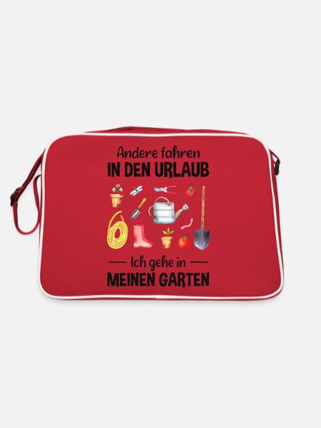 Garten Urlaub Lustiger Spruch Gärtner Geschenkidee - Retro Tasche - Rot/Weiß - Hinten