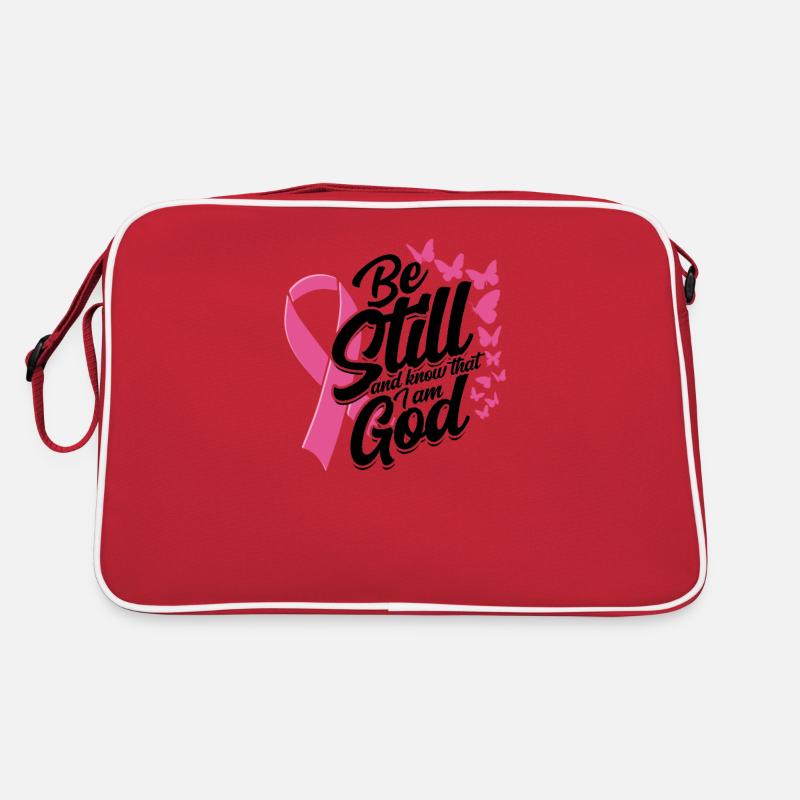 Sei still und wisse, dass ich Gott bin - rosa Band Retro Tasche