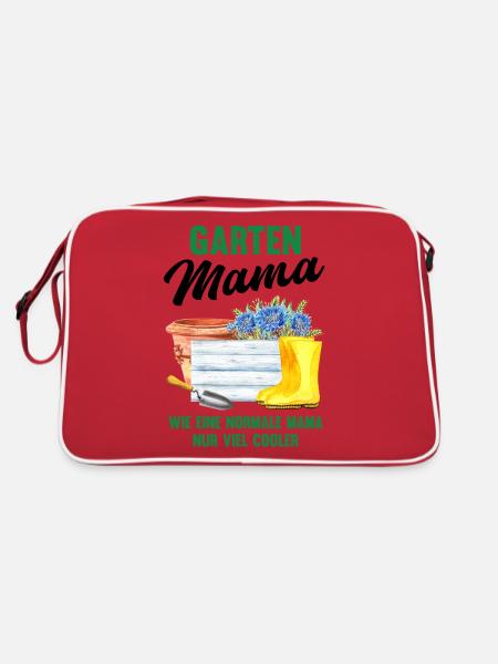Garten Mama Lustiger Spruch Geschenk Damen - Retro Tasche - Rot/Weiß - Hinten