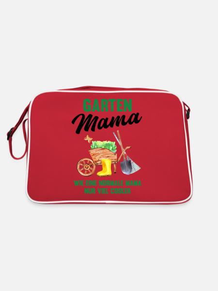 Garten Mama Lustiger Spruch Geschenk Damen - Retro Tasche - Rot/Weiß - Hinten