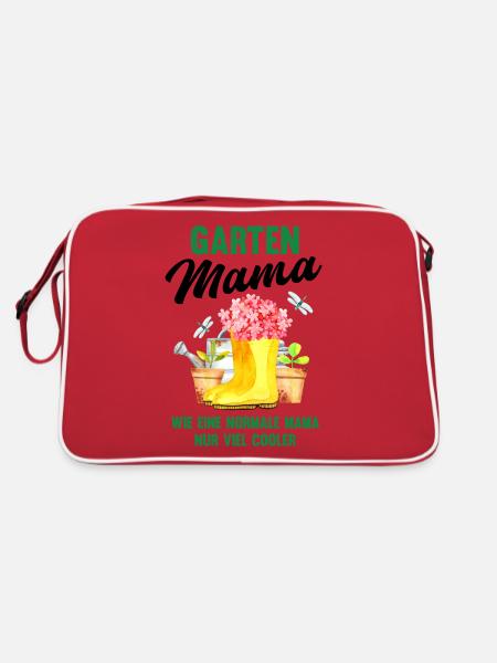 Garten Mama Lustiger Spruch Geschenk Damen - Retro Tasche - Rot/Weiß - Hinten