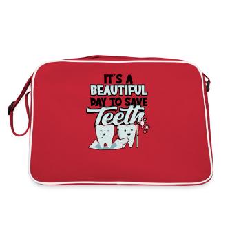 It's a beautiful day to save teeth - wisdom teeth - Retro Bag - red/white - Back