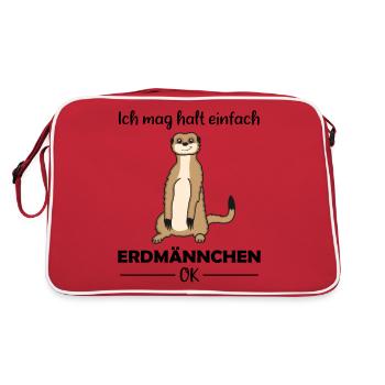 Erdmännchen Liebhaber Lustiger Spruch Geschenk - Retro Tasche - Rot/Weiß - Hinten