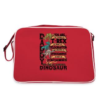 Papa, du bist so stark wie Trex so schlau wie - Retro Tasche - Rot/Weiß - Hinten