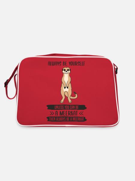 Erdmännchen Sei Immer Du Selbst Spruch Geschenk - Retro Tasche - Rot/Weiß