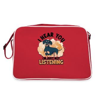 Ich höre dich Ich höre einfach nicht zu - weenie Hund - Retro Tasche - Rot/Weiß - Hinten