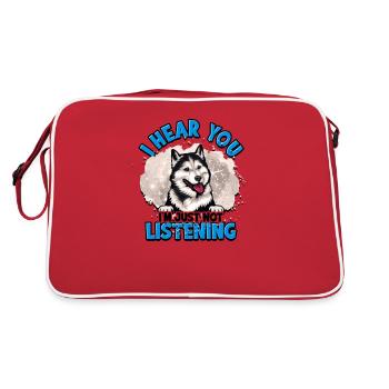 I hear you I'm just not listening - husky lover - Retro Bag - red/white - Back