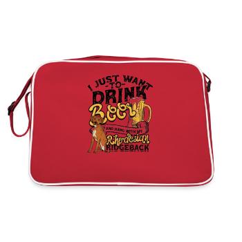Je veux juste boire de la bière et traîner avec mon - Sac Retro - rouge/blanc - Dos