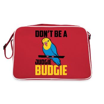 Don't be a Judgie Budgie parrot bird - Retro Bag - red/white - Back