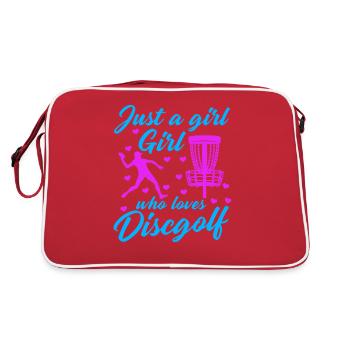 Mädchen, Das Disc Golf Vintage Ultimate Frisbee - Retro Tasche - Rot/Weiß - Hinten