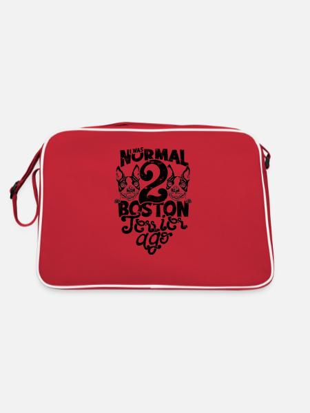 I was normal 2 boston terrier ago - dog lover - Retro Bag - red/white - Back
