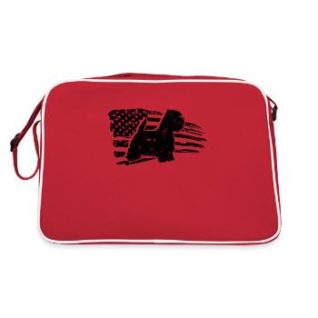 Silhoutte of west highland terrier with american - Retro Bag - red/white - Back