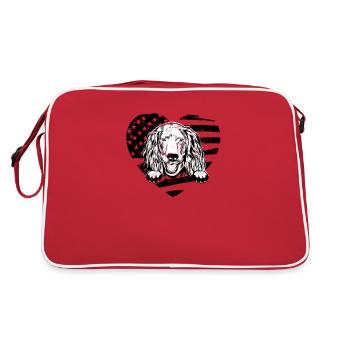 Boykin épagneul chien silhoutte avec drapeau américain - Sac Retro - rouge/blanc - Dos