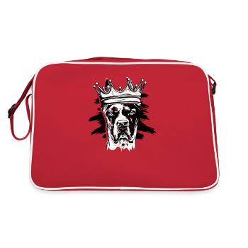Grand chien danois portant une couronne - amoureux des chiens - Sac Retro - rouge/blanc - Dos