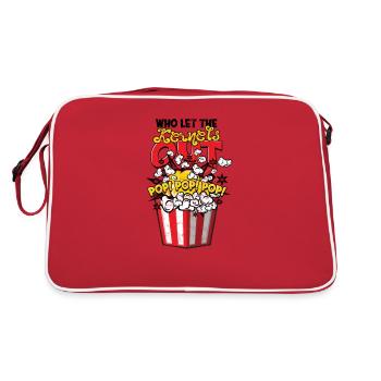Who Let The Kernels Out Pop Pop Pop - humorous - Retro Bag - red/white - Back