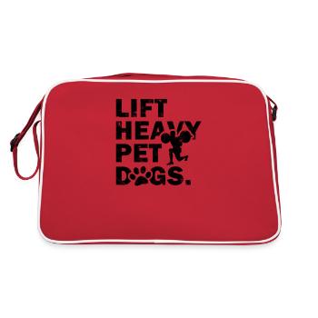 Heben Sie schwere Haustierhunde - Hundesprüche - Retro Tasche - Rot/Weiß - Hinten