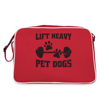 Heben Sie schwere Haustierhunde - Hundebefehle - Retro Tasche - Rot/Weiß - Hinten
