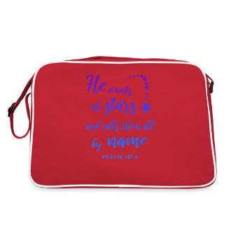 Christian God Faith Psalm 147:4 - Retro Bag - red/white - Back