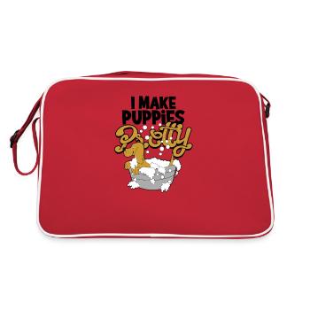 Ich mache Welpen hübsch - Pflege - Retro Tasche - Rot/Weiß - Hinten