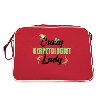 Crazy herpetologist Lady Reptiles Amphibians - Retro Bag - red/white - Back