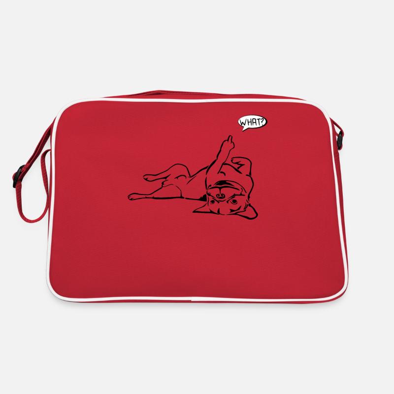 Hund Bulldogge Statement Spruch - WHAT? - Hund Retro Tasche