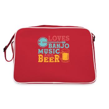 Banjo Music Beer Strings Guitar Bluegrass Harvest - Retro Bag - red/white - Back