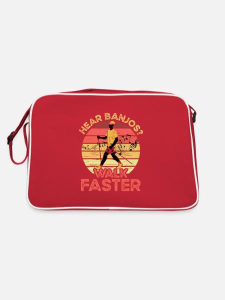 Listen to banjos faster walking musician guitar - Retro Bag - red/white - Back