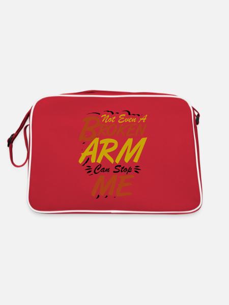 Not even a broken arm can stop me - Retro Tasche - Rot/Weiß - Hinten