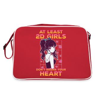 At least 2D girls don't break your heart Anime - Retro Bag - red/white - Back