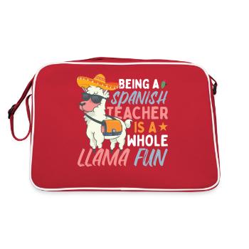 Funny Spanish Teacher Llama - Retro Bag - red/white - Back