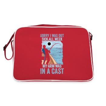 Mon bras était dans un Cast Rod Fisher Fish - Sac Retro - rouge/blanc - Dos