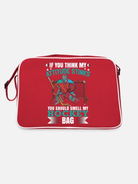 Drôle hockey humour sport d’hiver hockey sur glace - Sac Retro - rouge/blanc - Dos