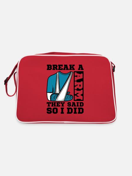 Break a arm they said so I did - Retro Tasche - Rot/Weiß