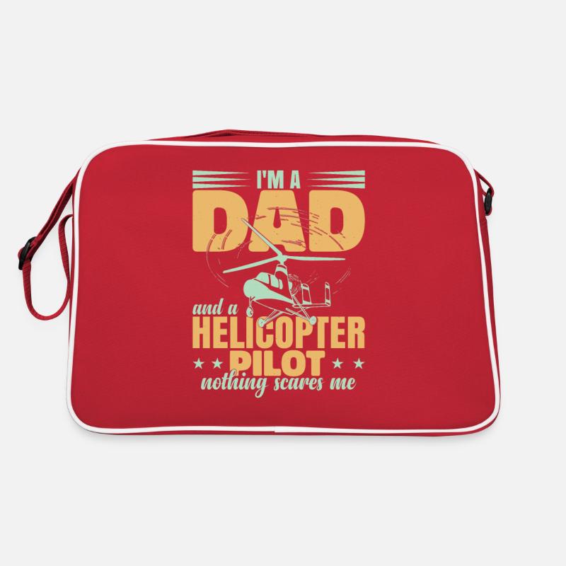 Papa pilote d’hélicoptère - Sac Retro - rouge/blanc