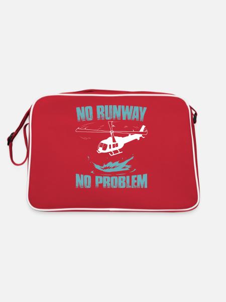 Hubschrauber Lustig - Retro Tasche - Rot/Weiß - Hinten