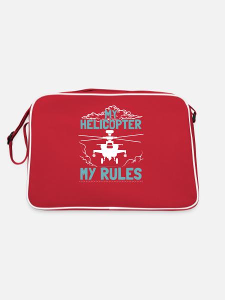 Aviation Flying Helicopter Pilot - Retro Bag - red/white - Back