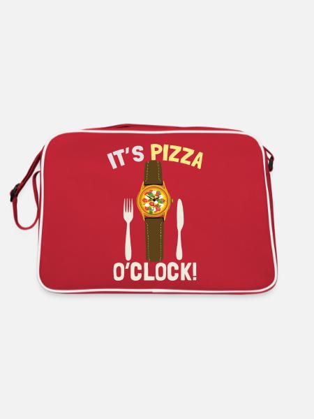Es ist Pizza O'Clock - Retro Tasche - Rot/Weiß - Hinten