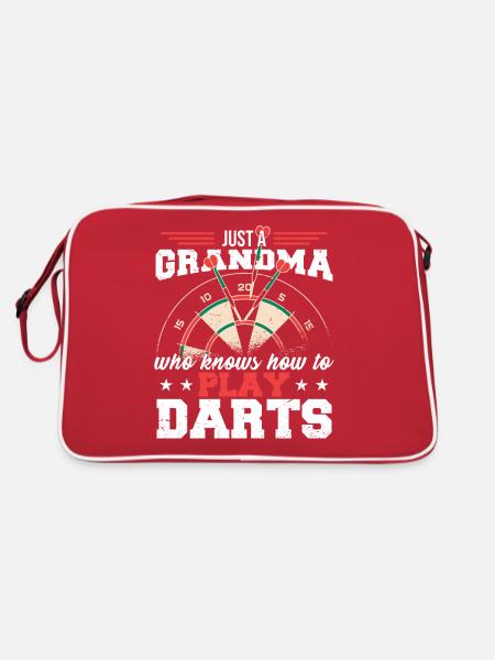 Oma Darts Dart Spieler - Retro Tasche - Rot/Weiß - Hinten