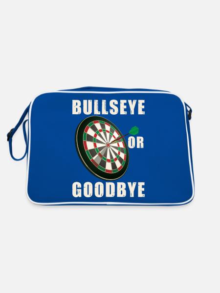 Volltreffer oder Auf Wiedersehen | Dartspieler - Retro Tasche - Blau/Weiß - Hinten