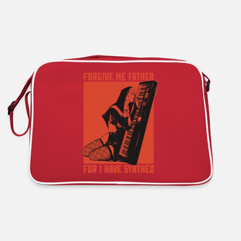 Synth Techno Musik Funny Synthesizer - Retro Tasche - Rot/Weiß