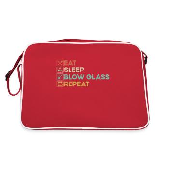 Eat Sleep Blow Glass Blowing Glass Processing Glass - Retro Bag - red/white - Back
