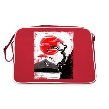 Haruno Japanese Cherry Blossom Illustration Japon - Sac Retro - rouge/blanc - Dos
