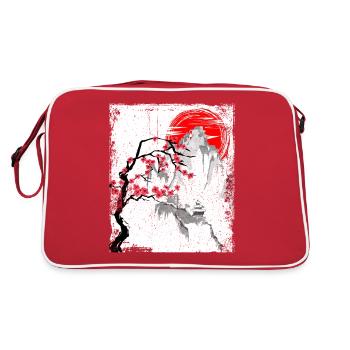 Haruno Japanese Cherry Blossom Illustration Japon - Sac Retro - rouge/blanc - Dos