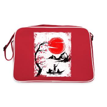 Haruno Japanese Cherry Blossom Illustration Japon - Sac Retro - rouge/blanc - Dos