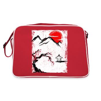 Haruno Japanese Cherry Blossom Illustration Japon - Sac Retro - rouge/blanc - Dos