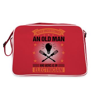 Electrician Old Man Saying Men's Gift - Retro Bag - red/white - Back