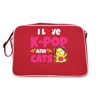 I Love K-Pop And Cats - Retro Bag - red/white - Back