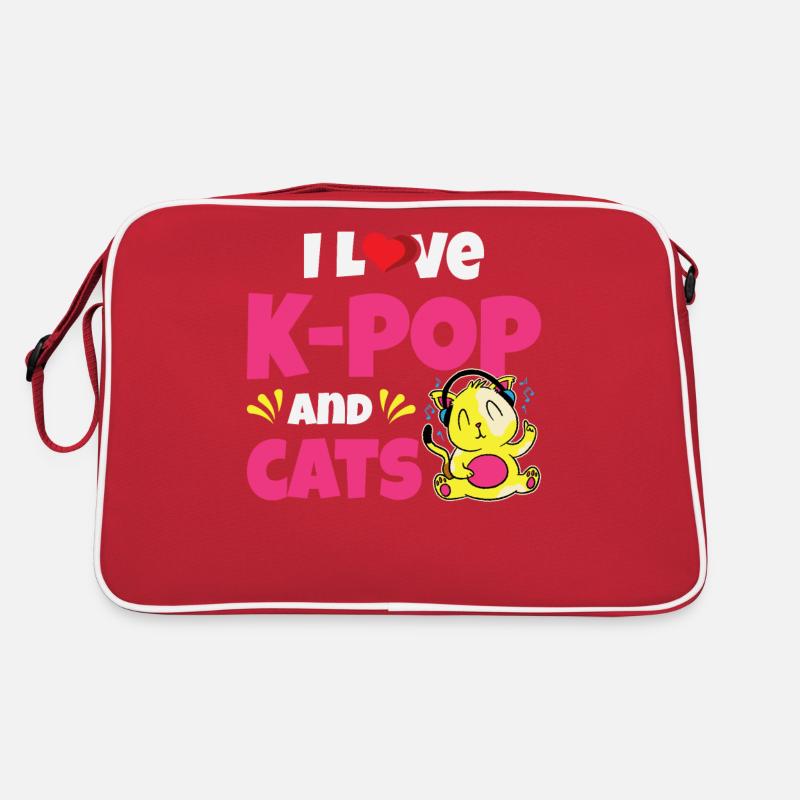 Ich liebe K-Pop und Katzen Retro Tasche
