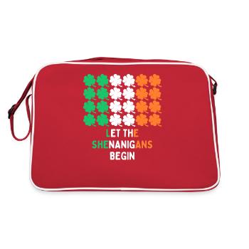 St Patricks Day Irland Flagge Kleeblatt Geschenk - Retro Tasche - Rot/Weiß - Hinten